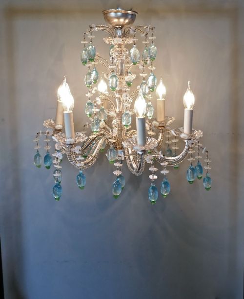 fig 1. A Charming Italian Silvered Opaline Chandelier
