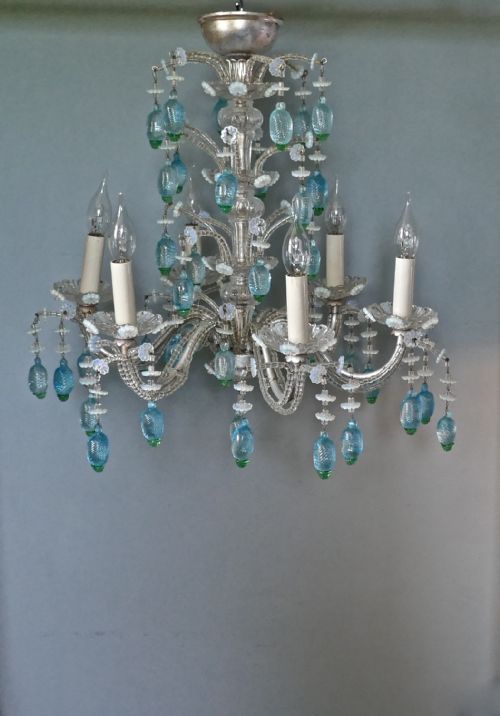 fig 2. A Charming Italian Silvered Opaline Chandelier