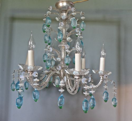 fig 3. A Charming Italian Silvered Opaline Chandelier