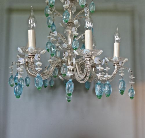 fig 4. A Charming Italian Silvered Opaline Chandelier