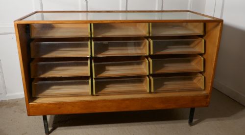 Vintage Art Deco Haberdashery Shop Counter with Drawers