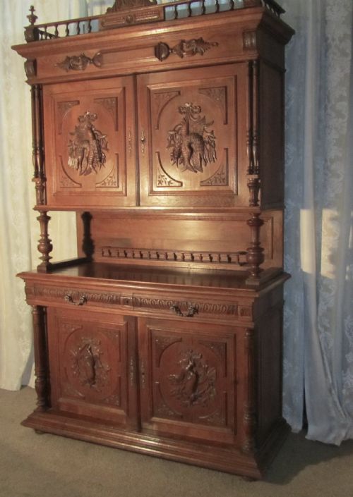 fig 1. Large French Buffet de Corp, Carved Oak Game Cupboard