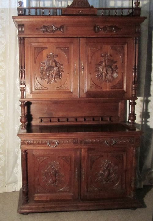 fig 2. Large French Buffet de Corp, Carved Oak Game Cupboard