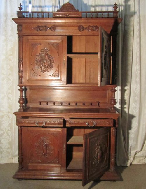 fig 4. Large French Buffet de Corp, Carved Oak Game Cupboard