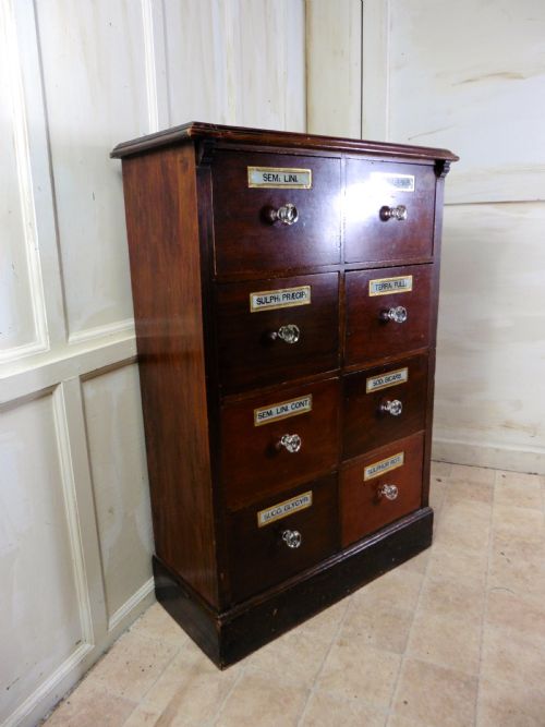 fig 1. 19th Century Chemist Drawers, 8 Drawer Mahogany Pharmacists Cabinet