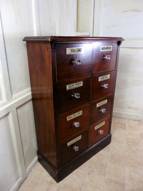 fig 2. 19th Century Chemist Drawers, 8 Drawer Mahogany Pharmacists Cabinet