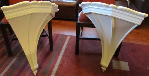 Pair of Extra Large Painted Pine Corner Brackets or Wall Shelves