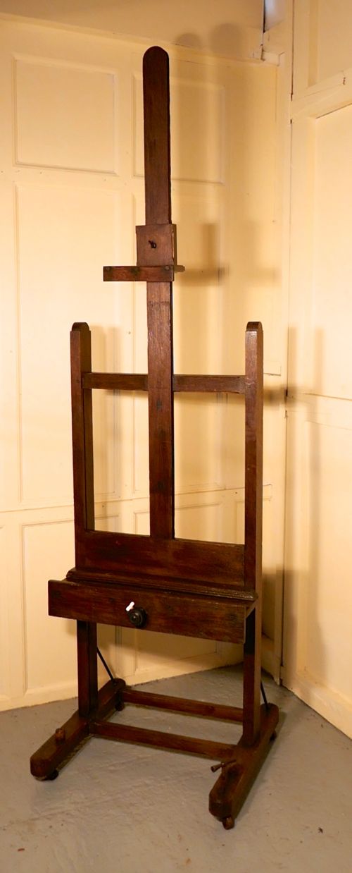 A Very Large French Oak Studio Easel