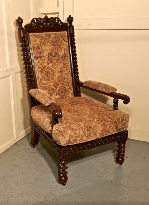 Stunning Victorian Gothic Carved Oak Throne Chair