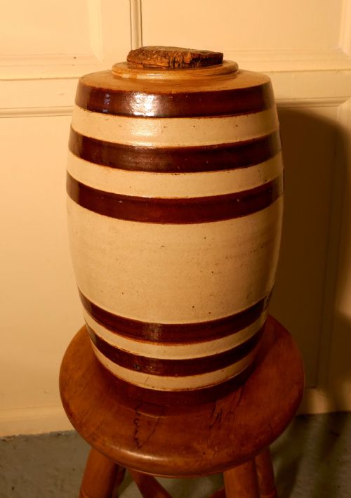 fig 1. A 19th Century Stoneware Brandy Barrel,
