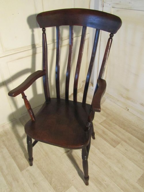 fig 1. Victorian Beech and Elm Slat Back Carver Chair