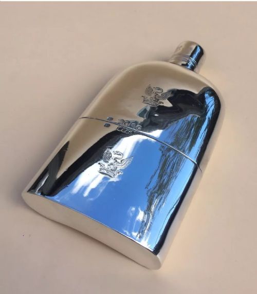 fig 2. A Solid Silver Hall Marked Hip Flask and Cup by Thomas Johnson I 1859