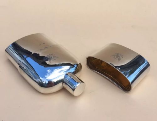 fig 3. A Solid Silver Hall Marked Hip Flask and Cup by Thomas Johnson I 1859