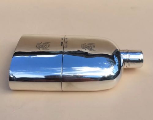 fig 4. A Solid Silver Hall Marked Hip Flask and Cup by Thomas Johnson I 1859