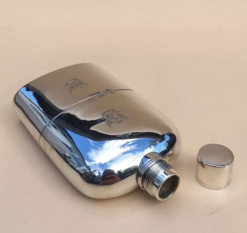 fig 5. A Solid Silver Hall Marked Hip Flask and Cup by Thomas Johnson I 1859