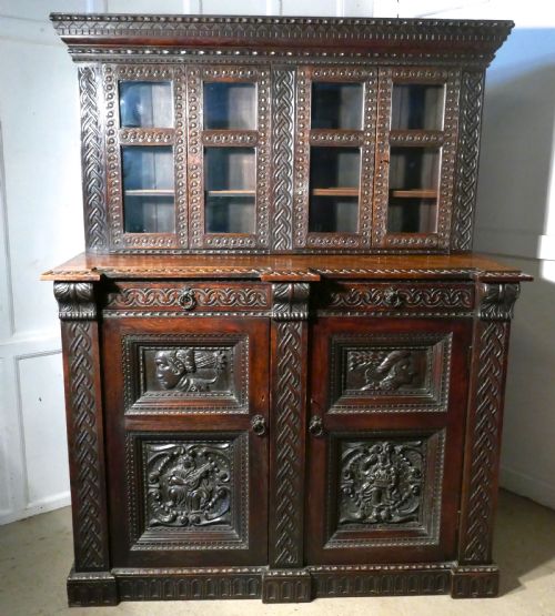 17th Century Celtic Carved Oak Bookcase