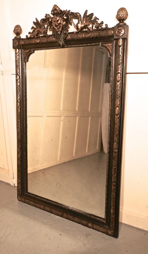 fig 1. Large French Ebonised and Gilt Mirror, Lyons Mask and Dragon Crest 