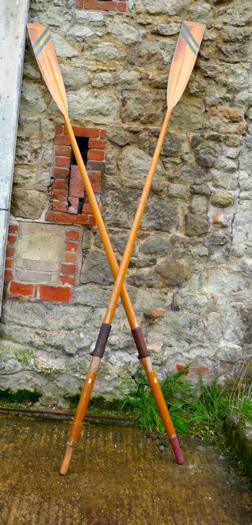 A Pair of Decorative Very Long Sculling Oars