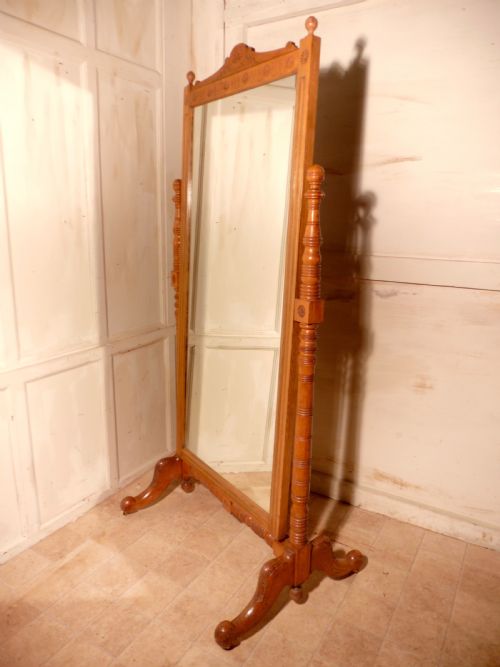 fig 3. Arts and Crafts Carved Ash Cheval Mirror  