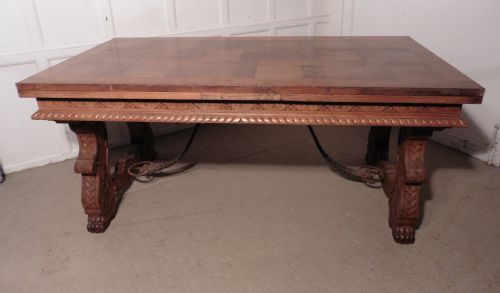 fig 4. A Very Large 19th Century Carved and Parquetry Oak Draw Leaf table81