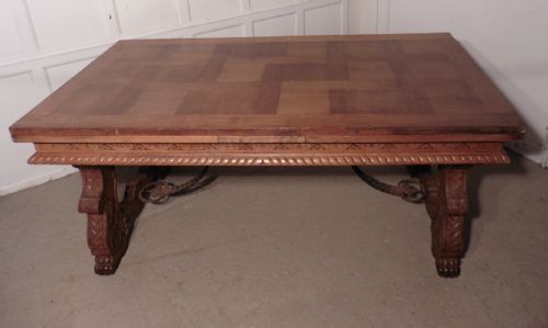 fig 5. A Very Large 19th Century Carved and Parquetry Oak Draw Leaf table81