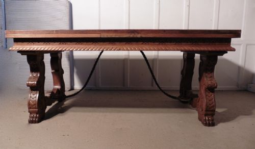 fig 6. A Very Large 19th Century Carved and Parquetry Oak Draw Leaf table81