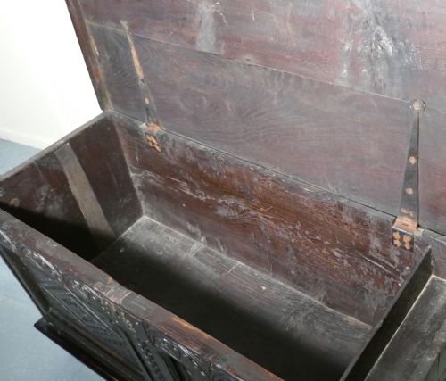 fig 1. Small 17th Century Carved Oak Coffer