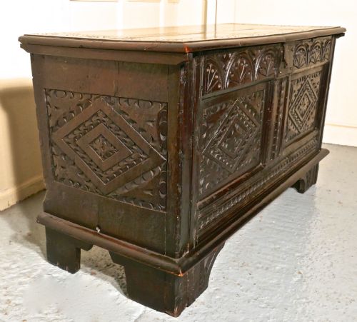 fig 2. Small 17th Century Carved Oak Coffer