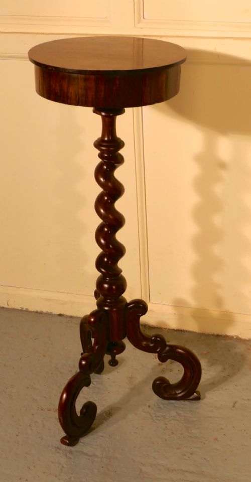 Small 19th Century Rosewood  Barley Twist Torchere Table