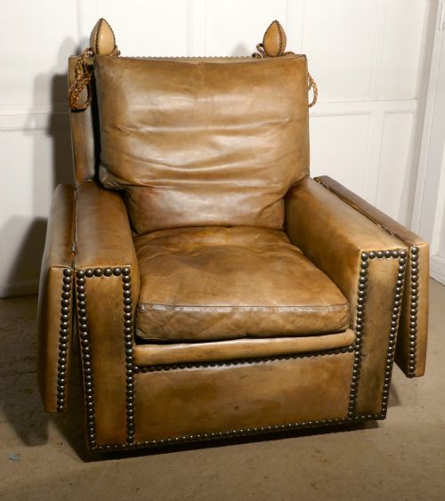 fig 1. Large Leather Knole Arm Chair,