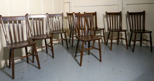 fig 3. Set of 8 19th Century Traditional Slat Back Farmhouse Kitchen Chairs