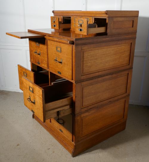 fig 4. Large Edwardian 11 Drawer Oak Filing Cabinet, by Shannon