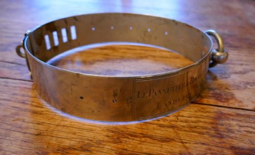 Important 19th Century French Nickel Silver Hunting Dog Collar, Engraved Provenance