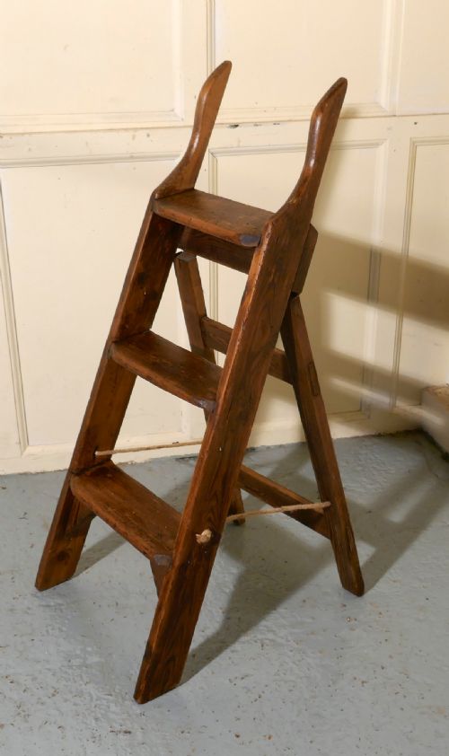 Victorian Pine Step Ladder or Kitchen Steps