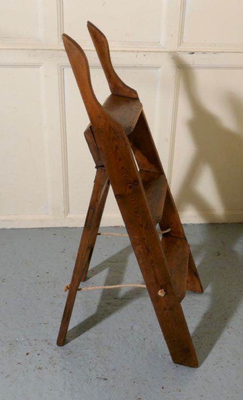 fig 4. Victorian Pine Step Ladder or Kitchen Steps