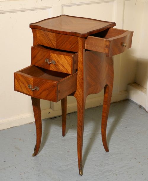 Single French Cherry, Walnut, & Satinwood Marquetry Bedside Cupboard