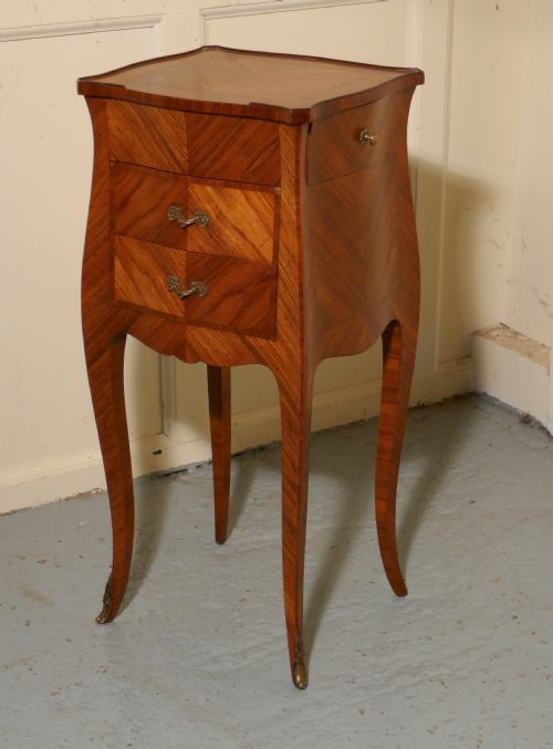 fig 4. Single French Cherry, Walnut, & Satinwood Marquetry Bedside Cupboard