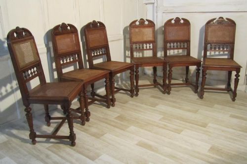 Set of 6 French Provincial Carved Walnut Dining Chairs