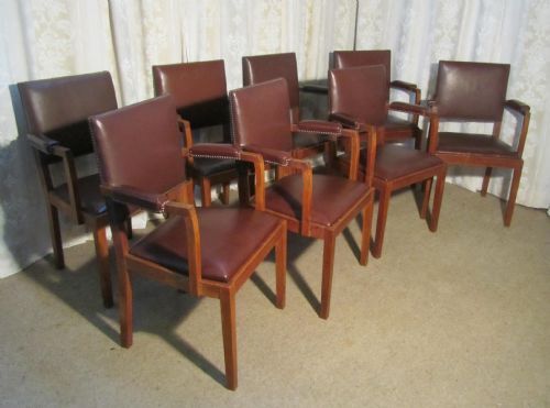 fig 2. Set of 8 Oak & Leather Boardroom or Dining Chairs by Heals