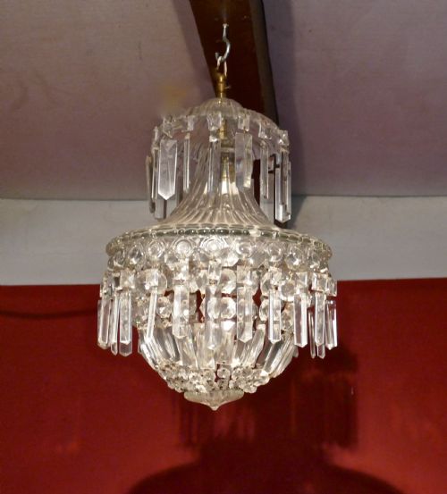 fig 1. A Petite Waterfall and Basket Baccarat Pendant Chandelier