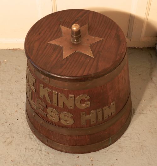 fig 3. Royal Navy Edwardian “Grog Tub”, Oak and Brass Sailor’s Rum Barrel