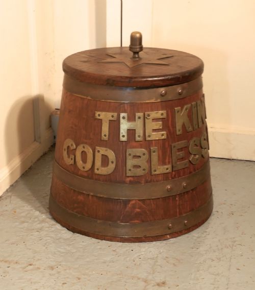 fig 4. Royal Navy Edwardian “Grog Tub”, Oak and Brass Sailor’s Rum Barrel
