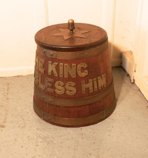 fig 5. Royal Navy Edwardian “Grog Tub”, Oak and Brass Sailor’s Rum Barrel
