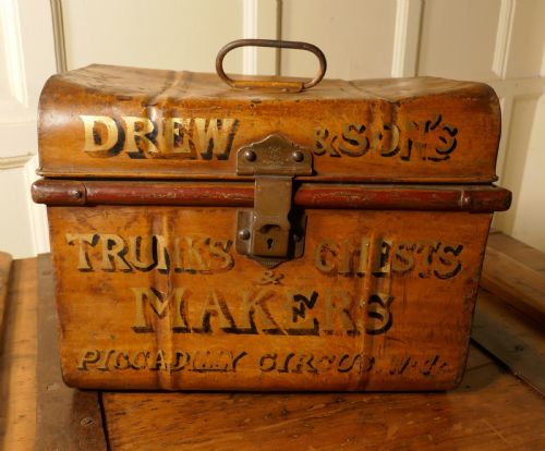 fig 4. Salesman’s Sample Victorian Painted Tin Hat Box, Drew and Sons Trunk Makers