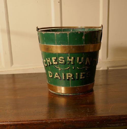 A 19th Century Painted and Brass Dairy Bucket or Milk Pail
