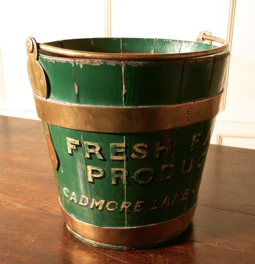 fig 1. A 19th Century Painted and Brass Dairy Bucket or Milk Pail