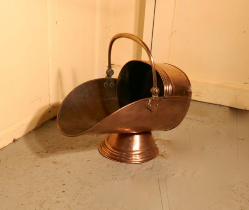 Victorian Arts and Crafts Copper Helmet Coal Scuttle