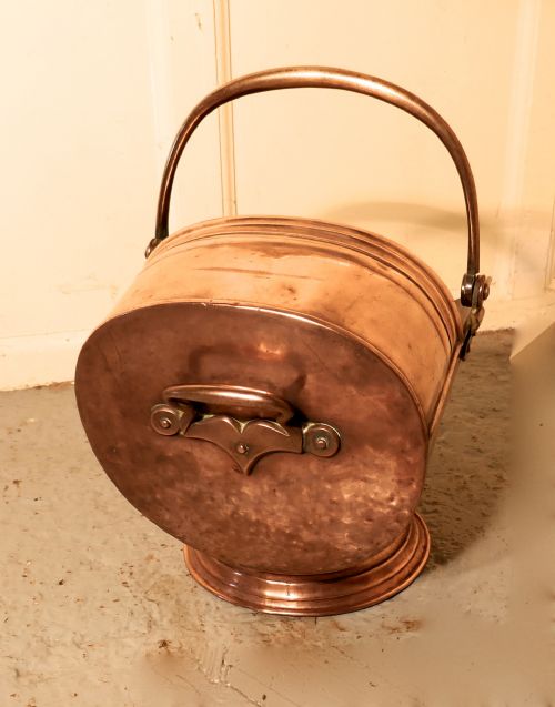 fig 2. Victorian Arts and Crafts Copper Helmet Coal Scuttle 