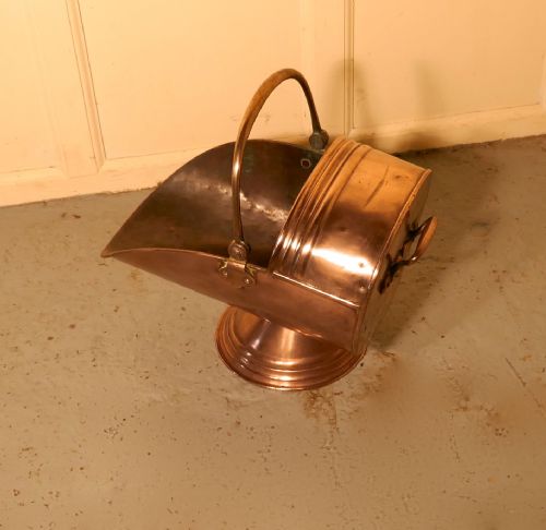 fig 3. Victorian Arts and Crafts Copper Helmet Coal Scuttle 