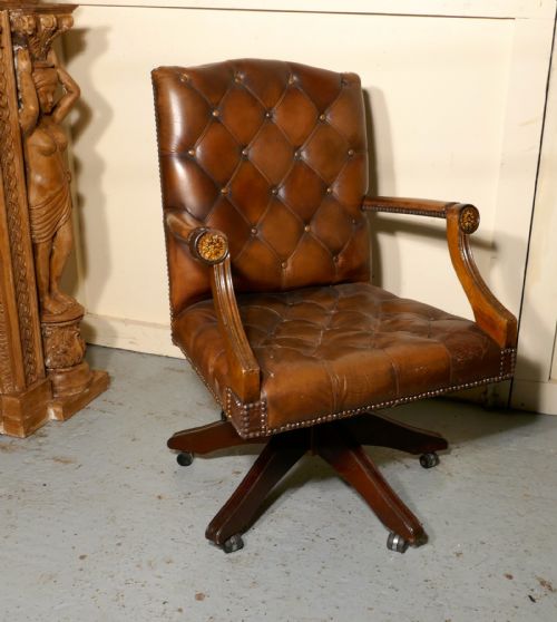 fig 2. Chesterfield Leather Library or Office Desk Chair